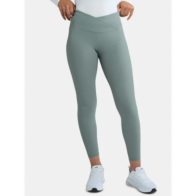 Avia Women’s Crossover Waist Ribbed Leggings, Sizes XS-XXXL | Walmart (US)
