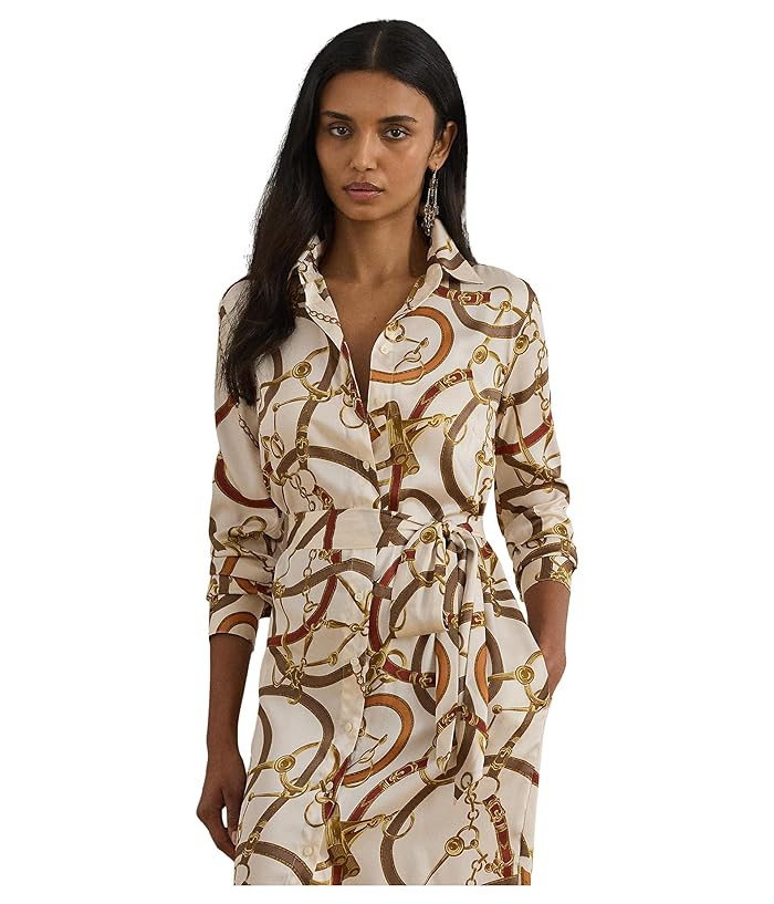 Belting-Print Twill Shirtdress | Zappos