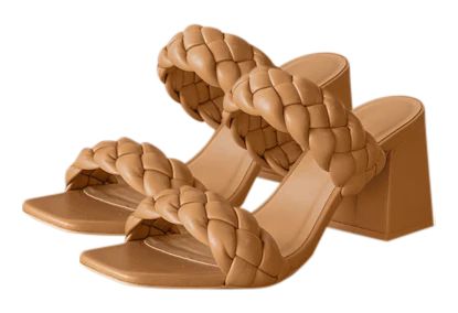 Andi Camel Braided Double Strap Block Heels FINAL SALE | Pink Lily