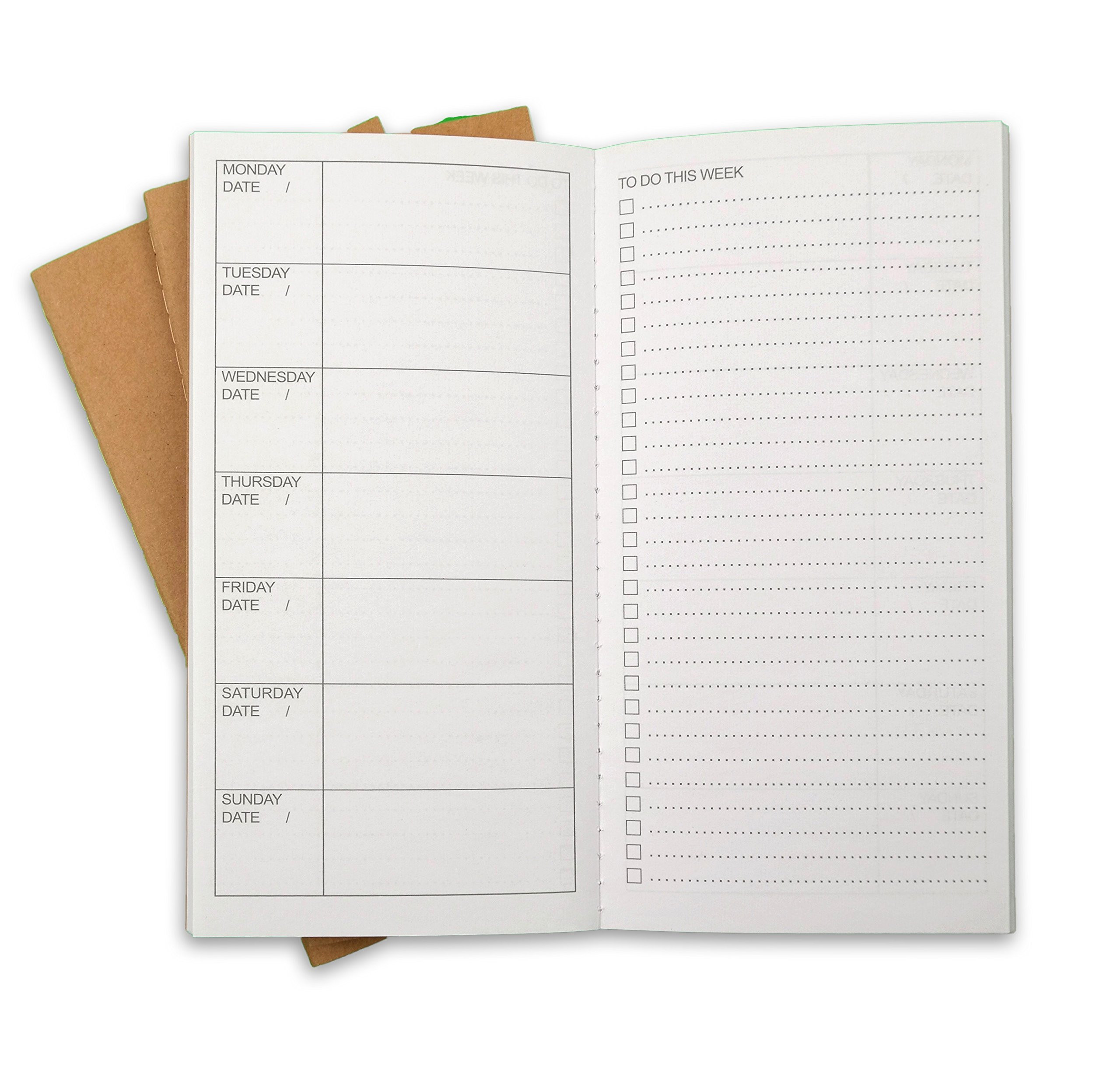 RICCO BELLO Travelers Notebook Refill Inserts, Weekly To Do Undated Calendar, Kraft Cover, 4.25 x... | Amazon (US)