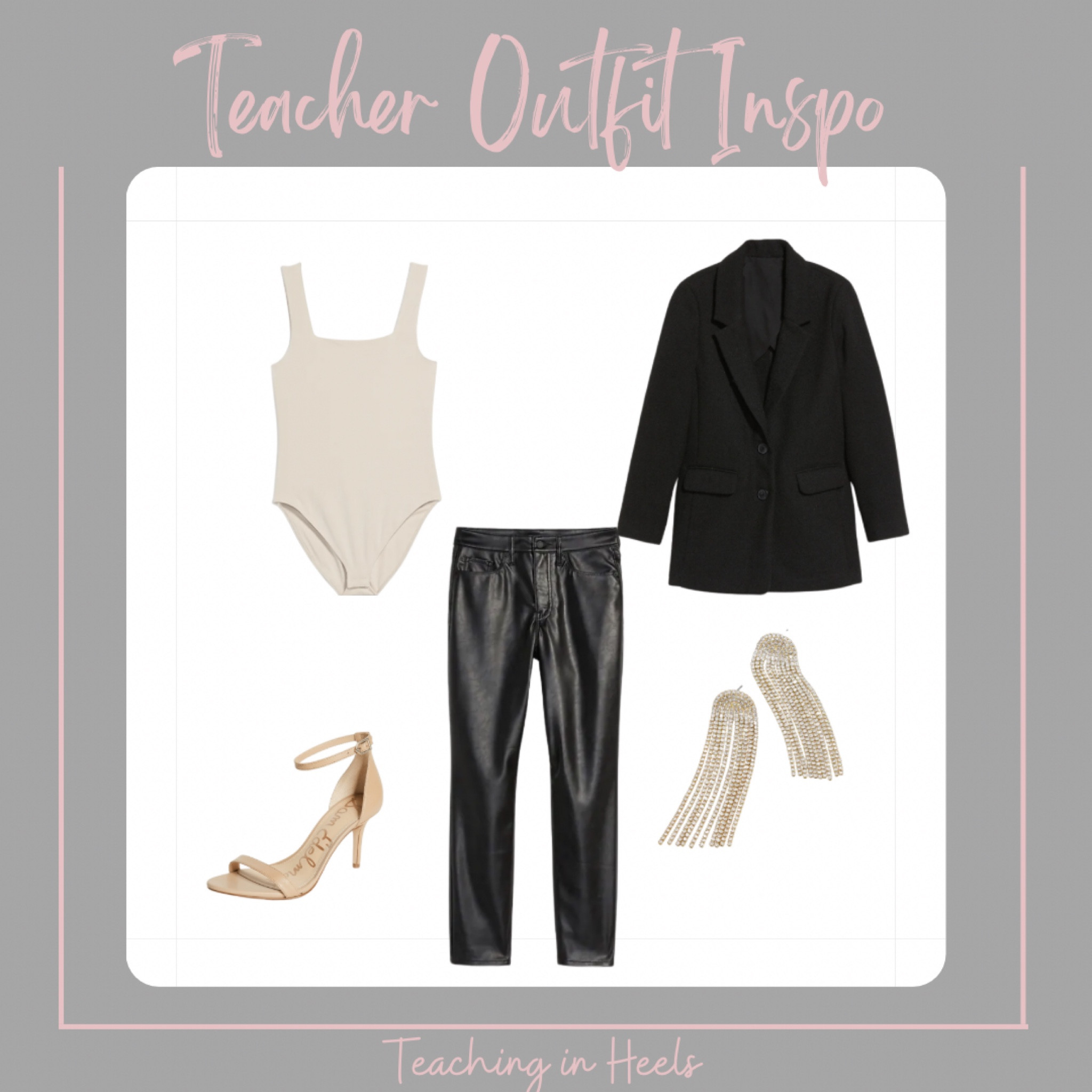 This outfit could be worn both at work and out on the town- and we love a good versatile look!! These straight leg faux leather ankle pants are SO cute and would be a great alternative for the faux leather legging look if you prefer a looser pant. Pair them with a classic heel, body suit, oversized blazer and statement earring! Perfection! 

#LTKworkwear #LTKunder50 #LTKstyletip