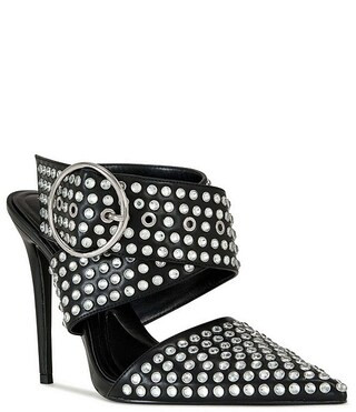 Salvia Rhinestone Studded Crossover Ankle Band Pumps | Dillard's