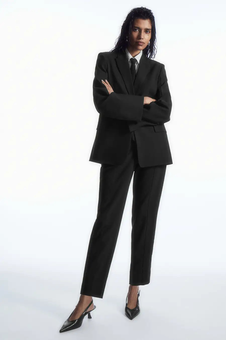 DRAPED-SLEEVE SINGLE-BREASTED WOOL BLAZER - BLACK - COS | COS (EU)