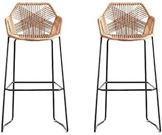Bar Chair Rattan Chair Bar Stool High Stool Home Back Dining Chair Comfortable Simple and Beautif... | Amazon (US)