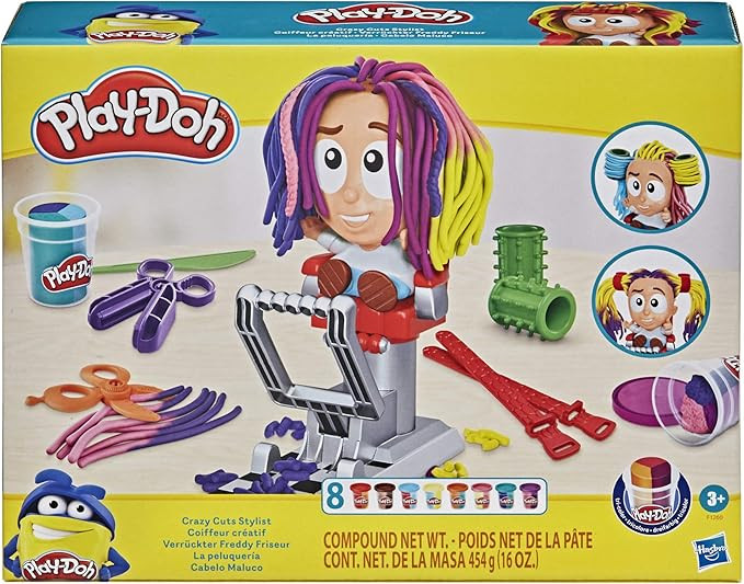 Play-Doh Crazy Cuts Stylist Hair Salon Pretend Play Toy for Kids 3 Years and Up with 8 Tri-Color ... | Amazon (US)