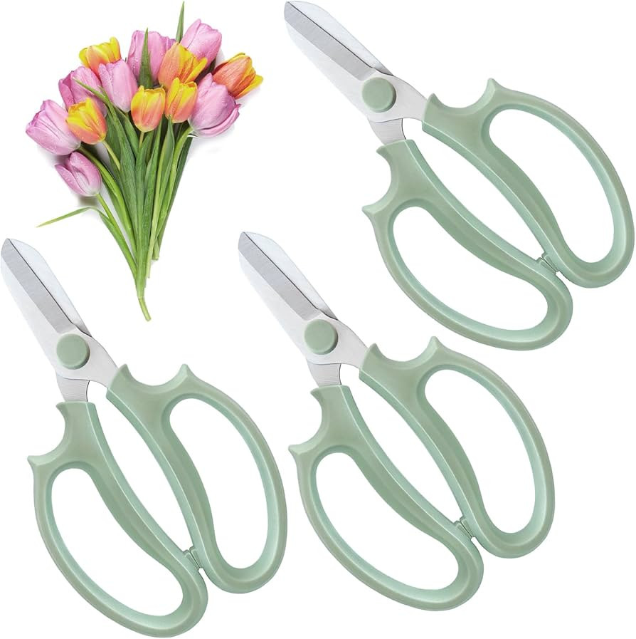 3 Pcs Green Garden Flower Scissors Shears,Premium Stainless Steel Floral Shears,Floral Scissors P... | Amazon (US)
