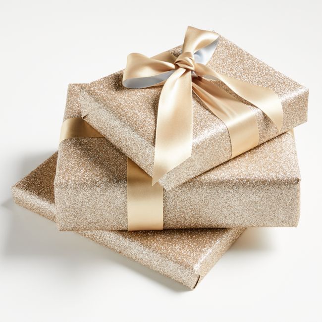 Champagne Glitter Gift Wrap | Crate & Barrel