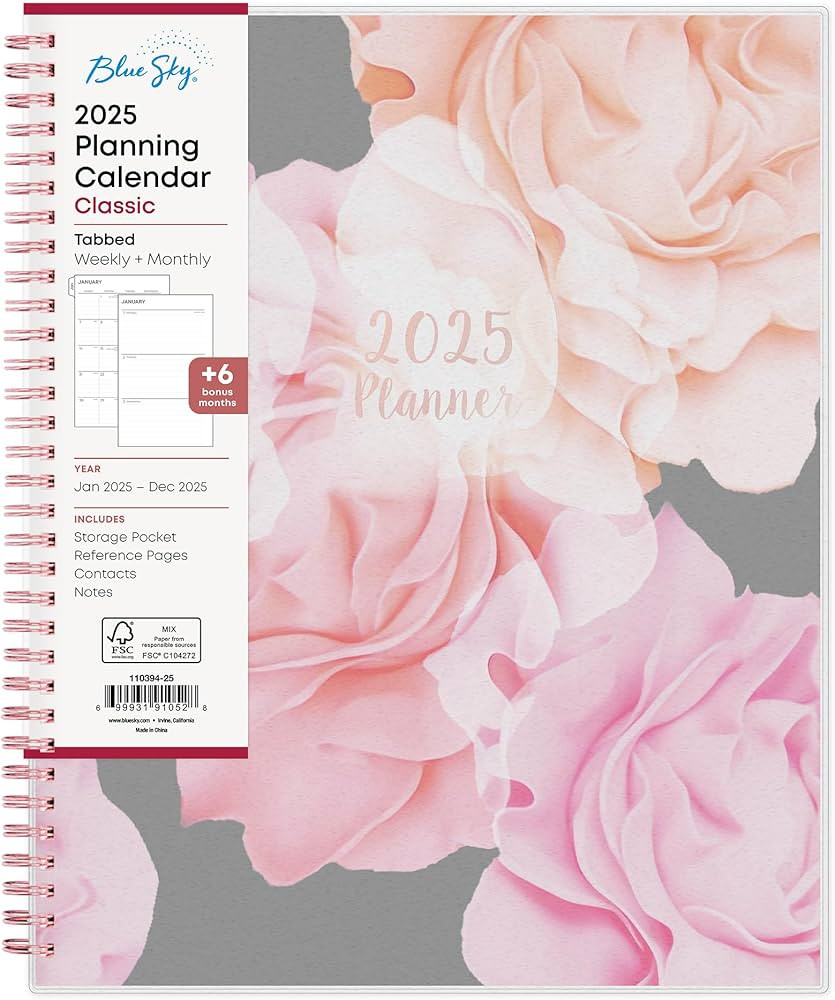 Blue Sky 2025 Weekly and Monthly Planner Calendar, January 2025 - December 2025, 8.5" x 11", Flex... | Amazon (US)
