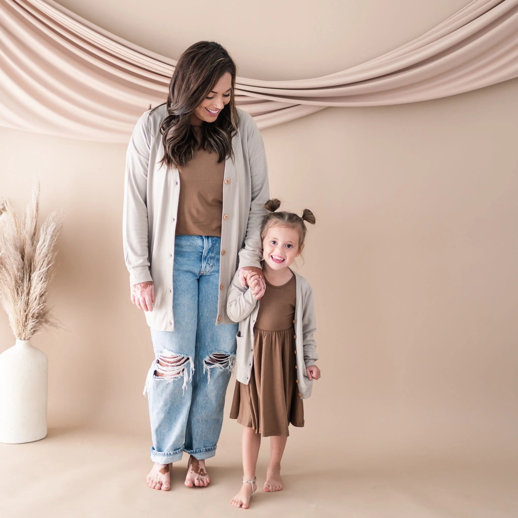 Bamboo Jersey Adult Cardigan in Khaki | Kyte BABY