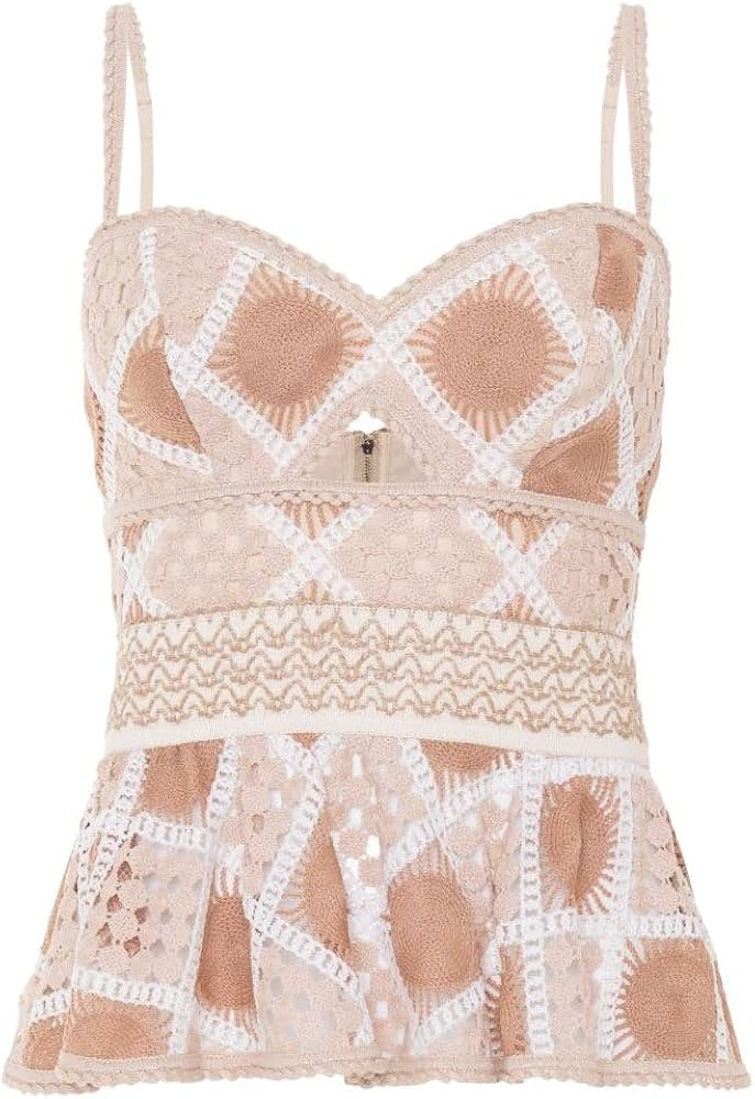 Amazon.com: PATBO, Bossa Crochet Peplum Top, 0, Beige : Clothing, Shoes & Jewelry | Amazon (US)