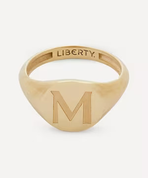 9ct Gold Initial Liberty Signet Ring - M | Liberty London (UK)