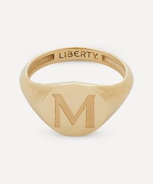9ct Gold Initial Liberty Signet Ring - M | Liberty London (UK)