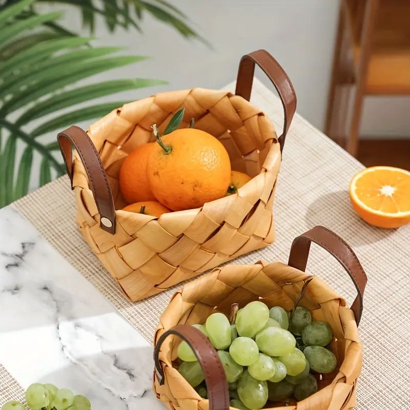 1pc Hand-woven Storage Basket, Fruit Basket, Snack Basket, Picnic Basket, Kitchen Storage Basket,... | Temu Affiliate Program