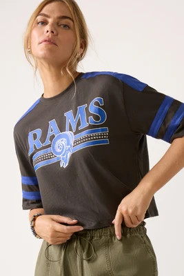 JUNK FOOD Women's Rams Bling Crop T-Shirt, Size XL, Black | Evereve