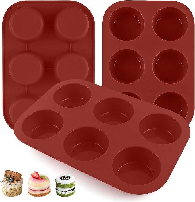 3-Pack 6-Cup Silicone Muffin Pans, Nonstick Cupcake Baking Molds, Muffin Cupcake Pans Molds for B... | Amazon (US)