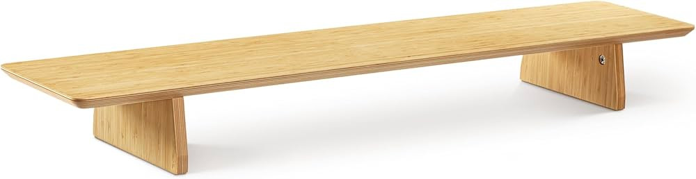 Navaris Dual Monitor Stand Riser - Real Wood Double Width Desk Shelf for Holding 2 Computer Scree... | Amazon (US)