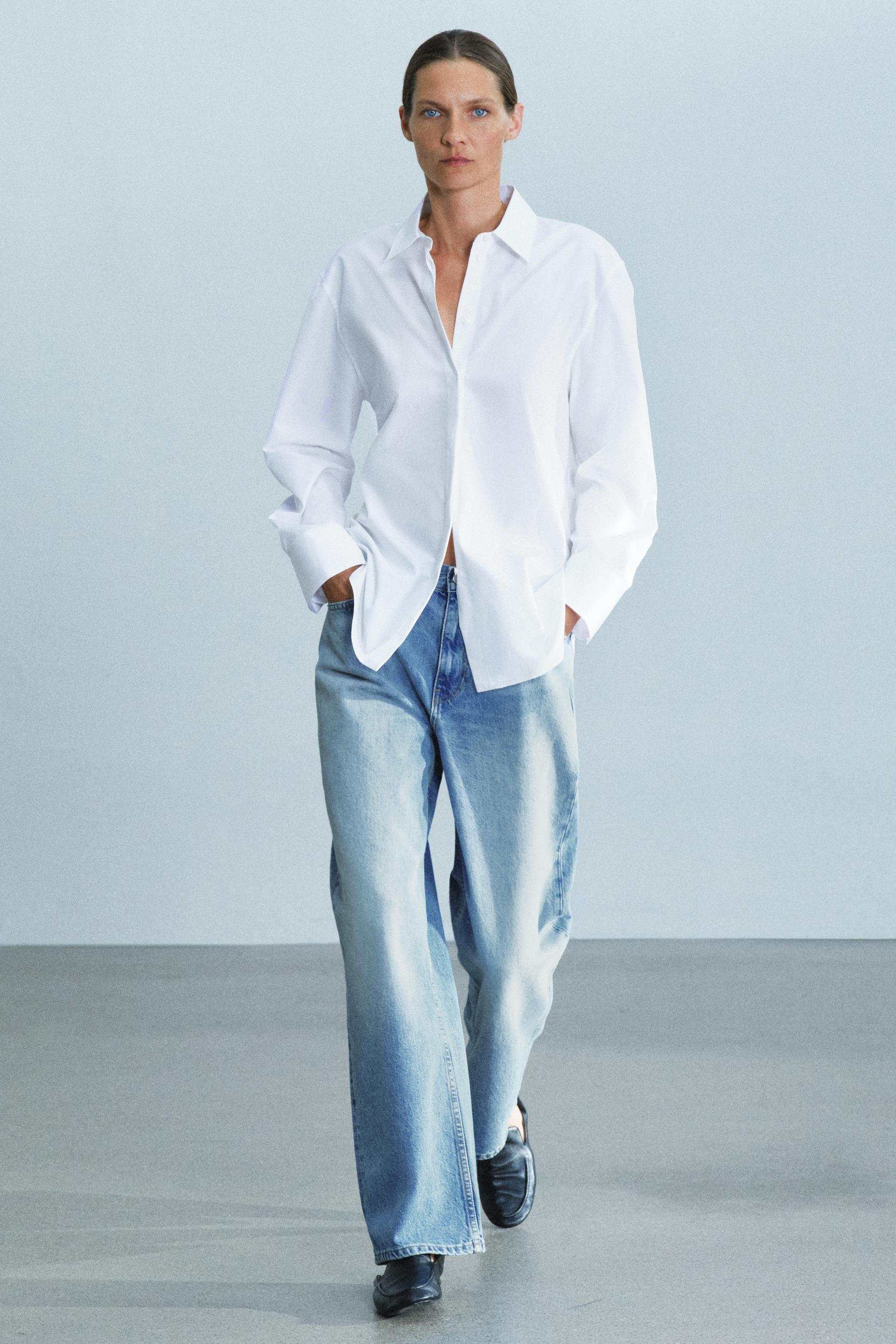 ZW COLLECTION SOLID POPLIN SHIRT | Zara US