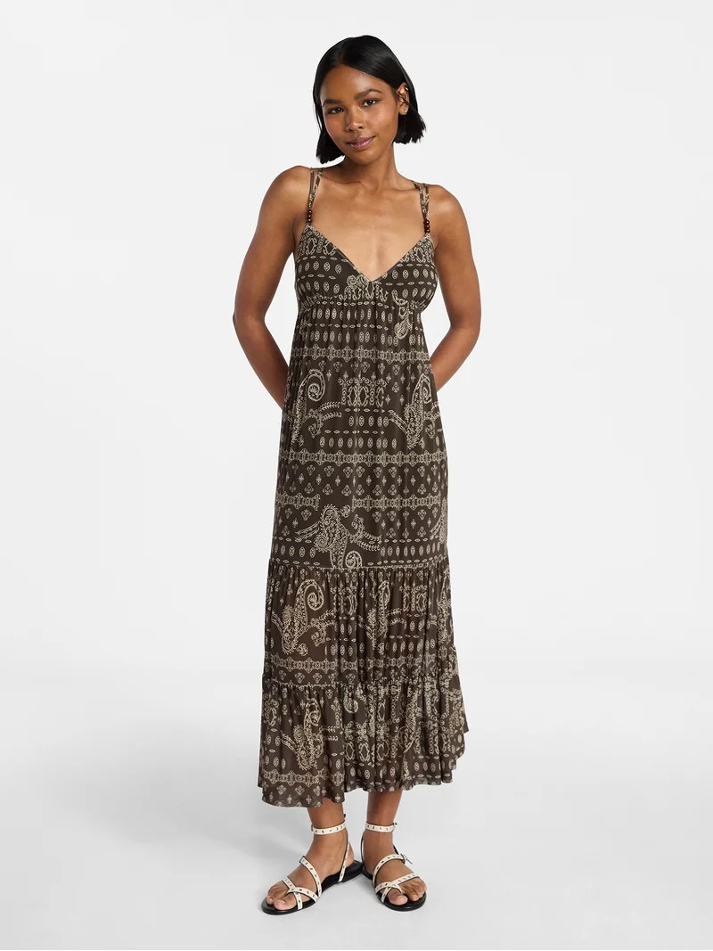No Boundaries Tiered Maxi Dress, Women's XXS-XXL | Walmart (US)