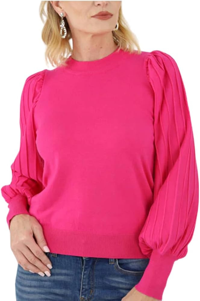 StyleMe Designs Classic Stripe Textured Pullover – Women's Casual Long Sleeve Knit Sweater | Amazon (US)