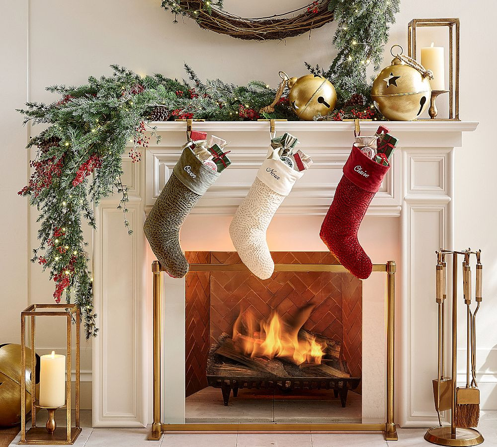 Floral Quilted Velvet Stocking | Pottery Barn (US)
