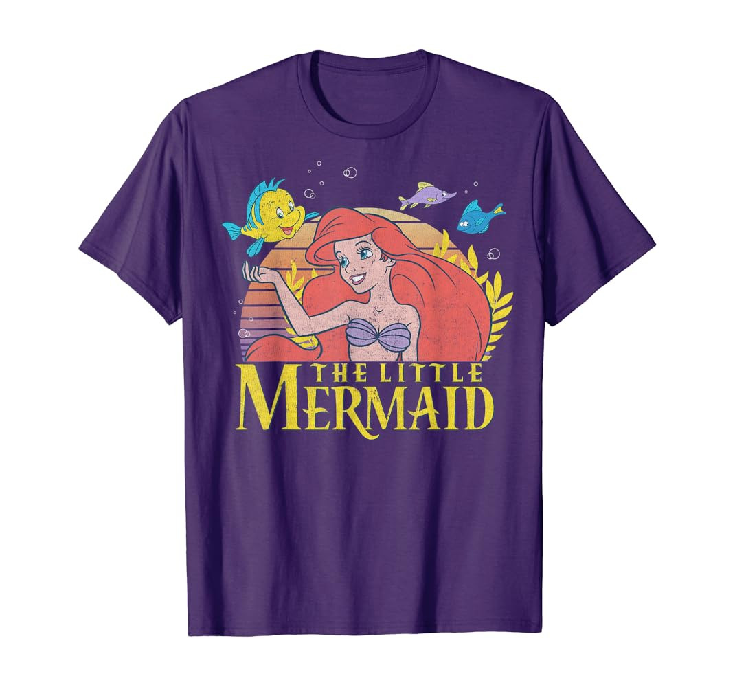 Disney Little Mermaid Ariel Flounder Logo Graphic T-Shirt C1 T-Shirt | Amazon (US)