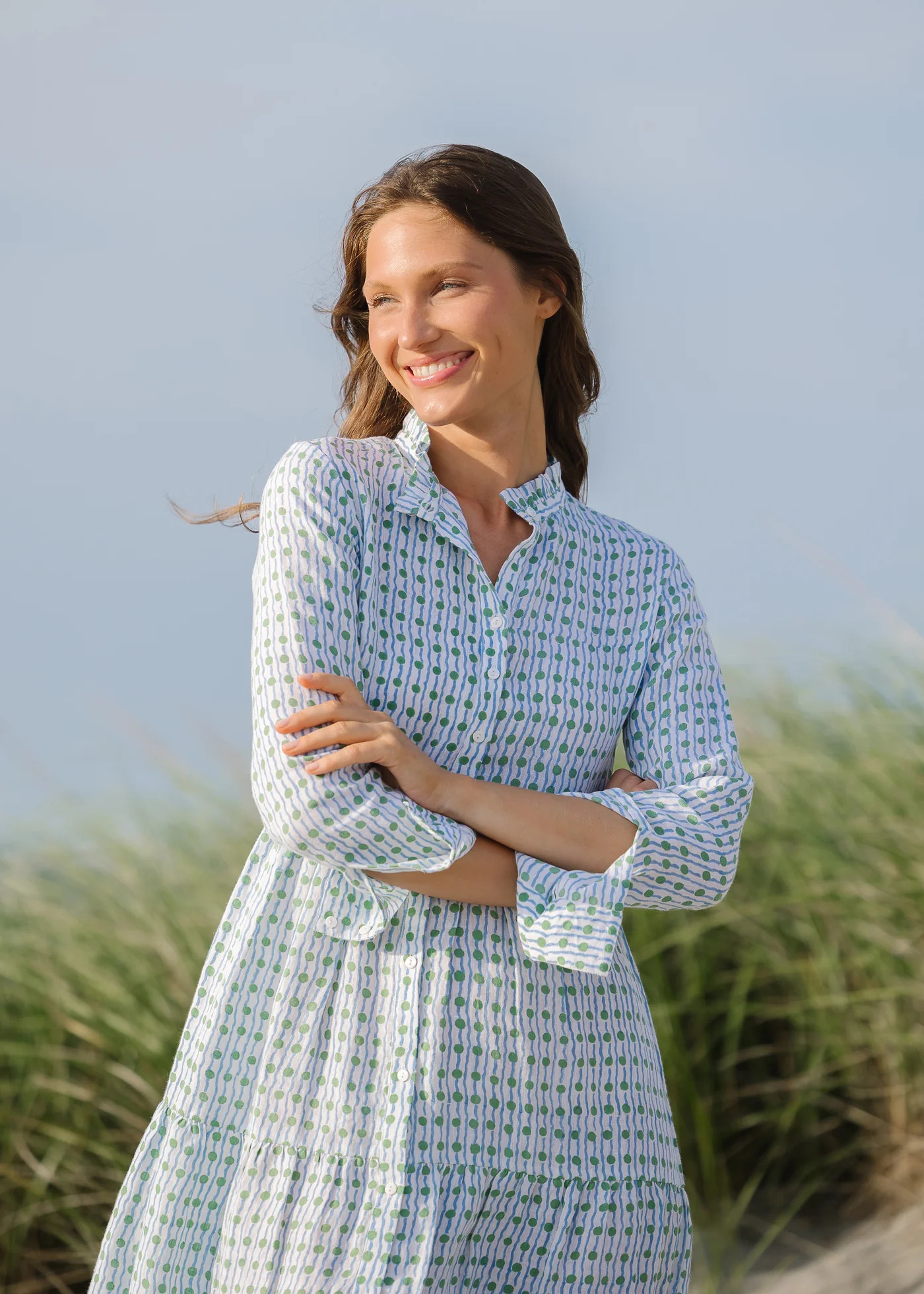 The Linen Tiered Midi Dress - Block Print (Final Sale) | Alice Walk