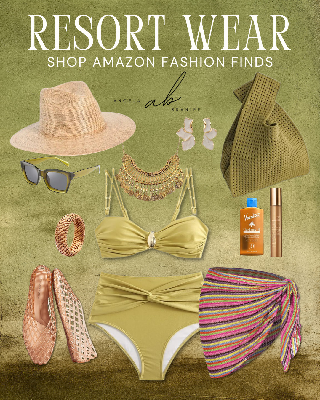 A lush green high waisted bikini is the star of this beach ready look! 

#amazonfinds #amazonfashion #fashionover40 #resortstyle #beachstyle #getthelook 

 #LTKSeasonal #LTKOver40 #LTKSwim