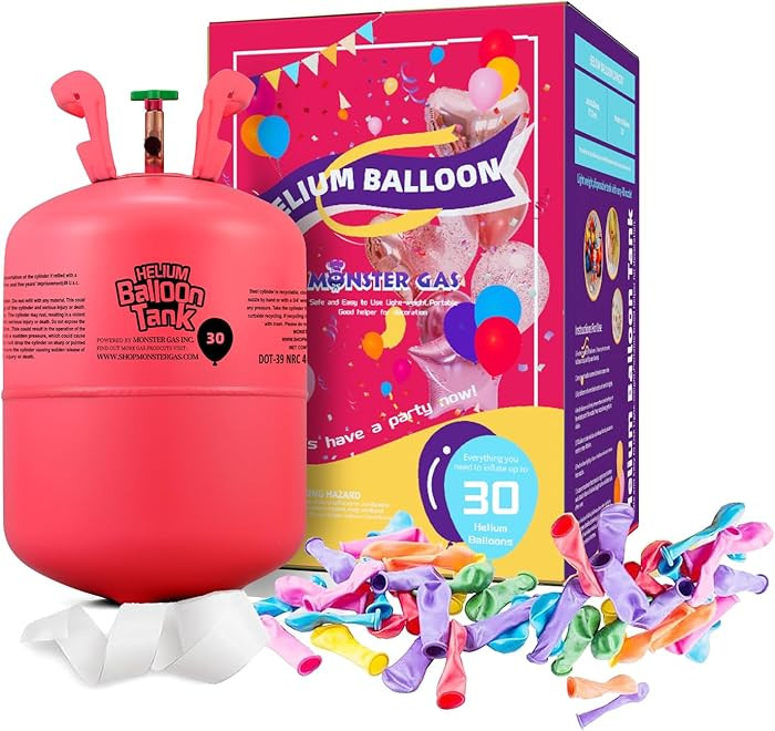 Monster Gas 7L Helium Tank For Balloons At Home, Balloon Helium Tank Up To 30 Latex Balloons, Sma... | Amazon (US)