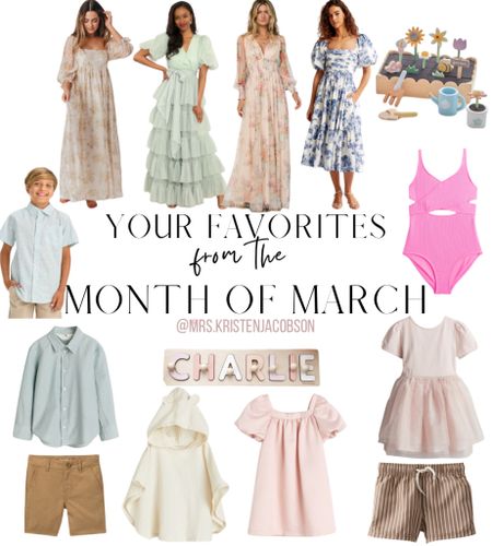 Your favorites from the month of March 🤍 women’s dress, spring dress, Easter dress, family picture dress, Easter basket stuffers, Easter, Easter gift guide, baby swimwear, toddler swimwear, baby gifts, toddler gifts, kids gifts

#familypictureoutfits #familypicturedress #womensdress #springdress #kidsgifts

#LTKSeasonal #LTKkids #LTKfamily