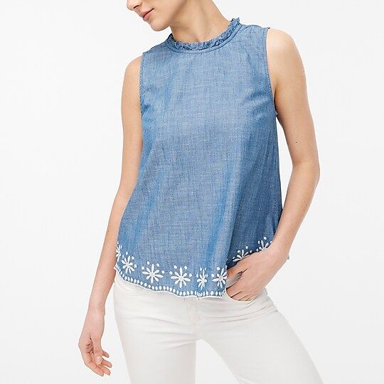 Chambray high-neck swing top | J.Crew Factory