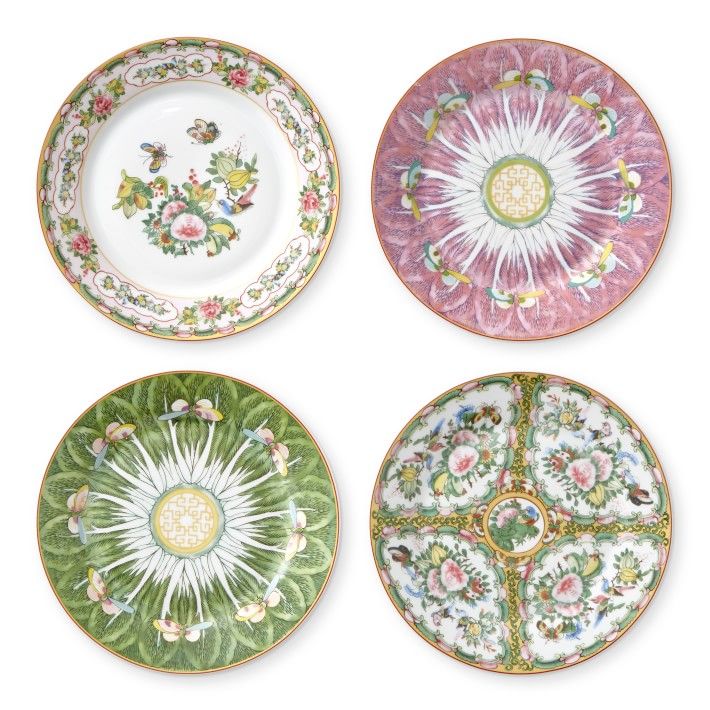 Famille Rose Salad Plates, Set of 4 Mixed Pink &amp;amp; Green | Williams-Sonoma