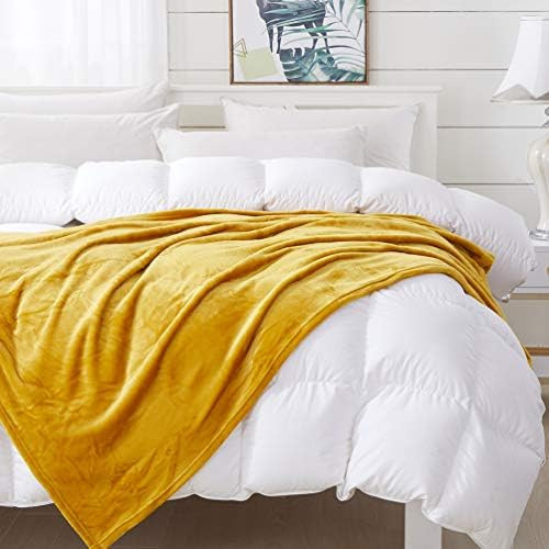 COCOPLAY W Mustard Yellow Throw Blanket, Flannel Fleece 50×60 Inches, All Season Microfiber Velv... | Amazon (US)