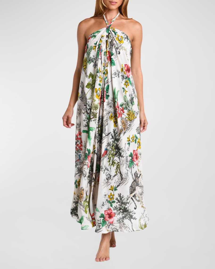 L'Agence Soft Jungle Geneva Halter Maxi Dress | Neiman Marcus