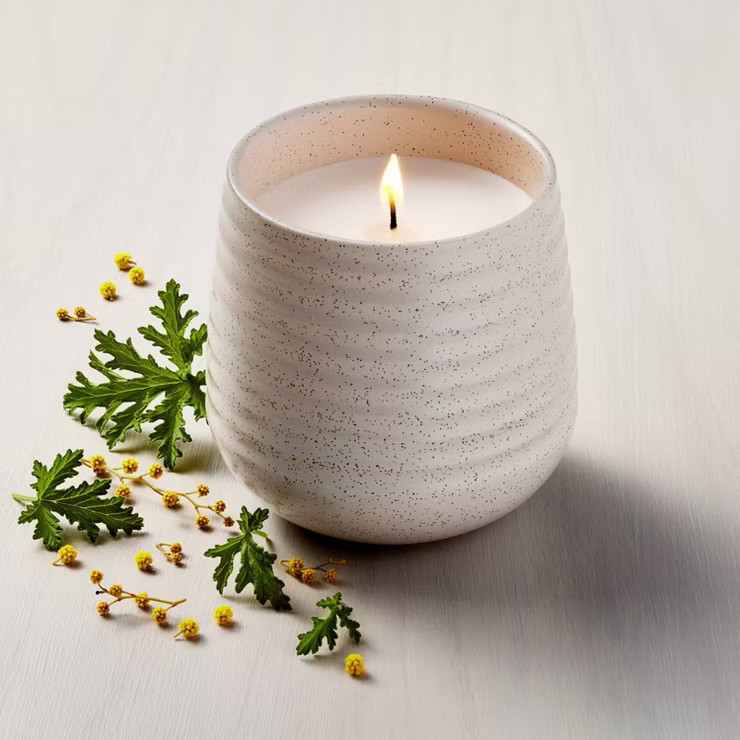 Ridged Ceramic Citronella Jar Candle Speckled Cream - Hearth & Hand™ with Magnolia | Target