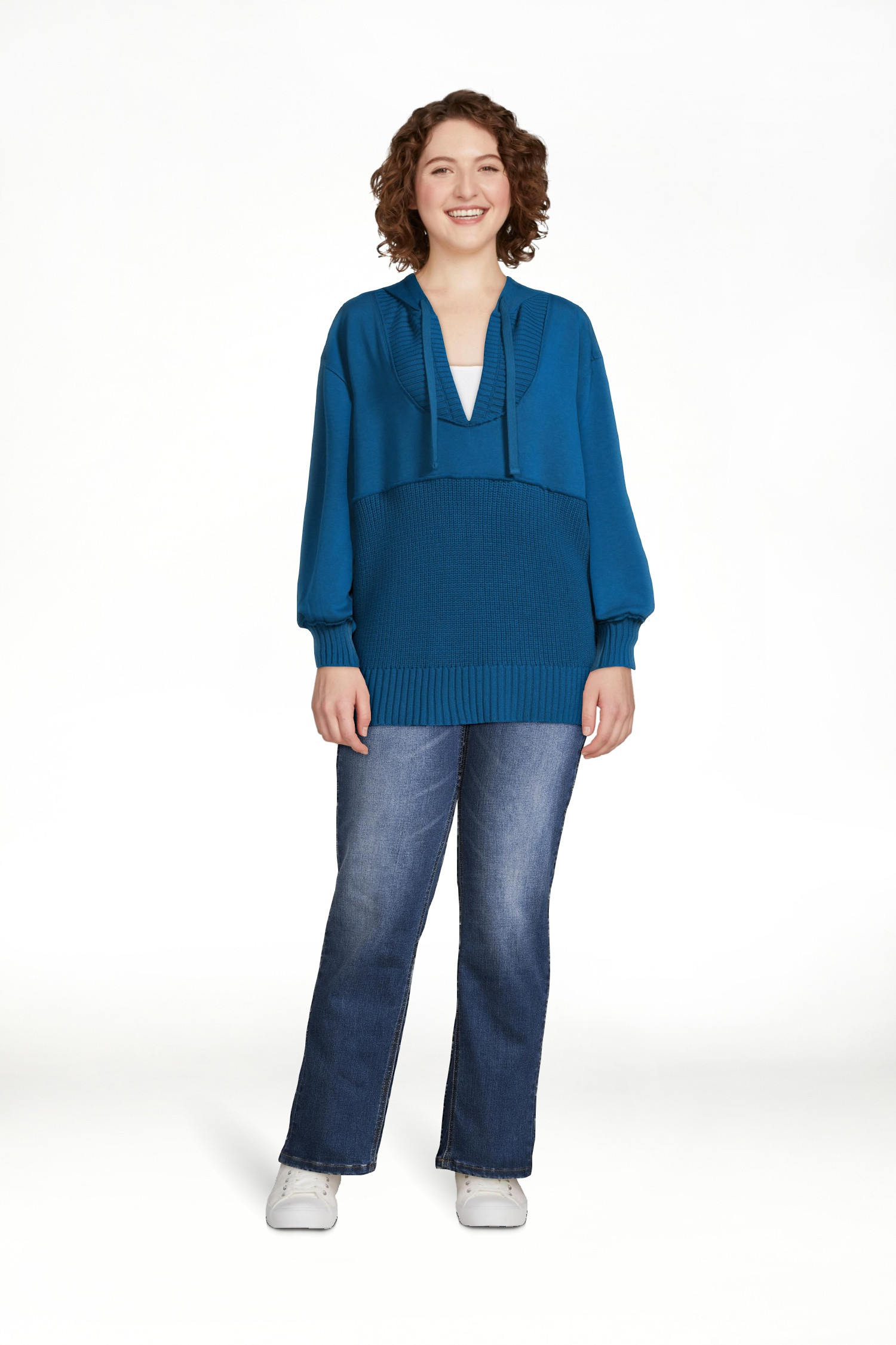 Time and Tru Women's Mixed Media Hoodie, Sizes S-3XL - Walmart.com | Walmart (US)