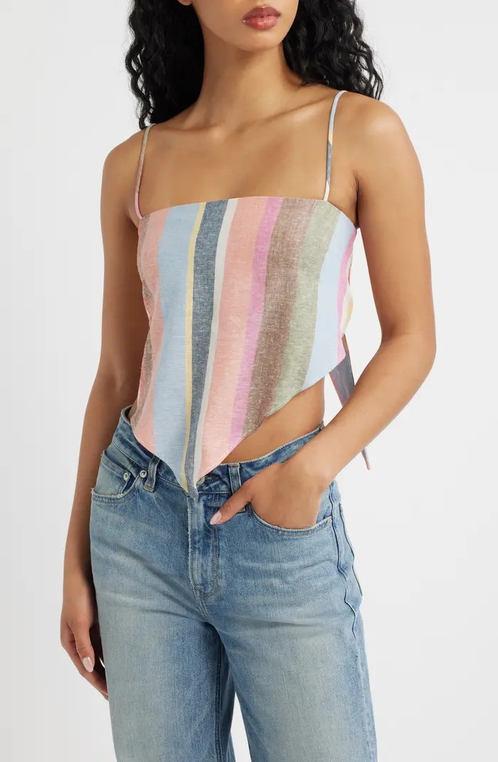 WAYF Rio Stripe Linen Blend Handkerchief Top | Nordstrom | Nordstrom