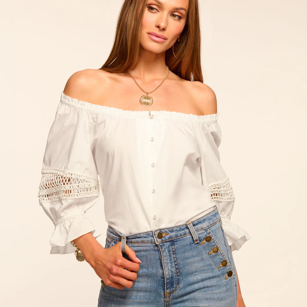 Rosario Cotton Poplin Embellished Blouse | Ramy Brook