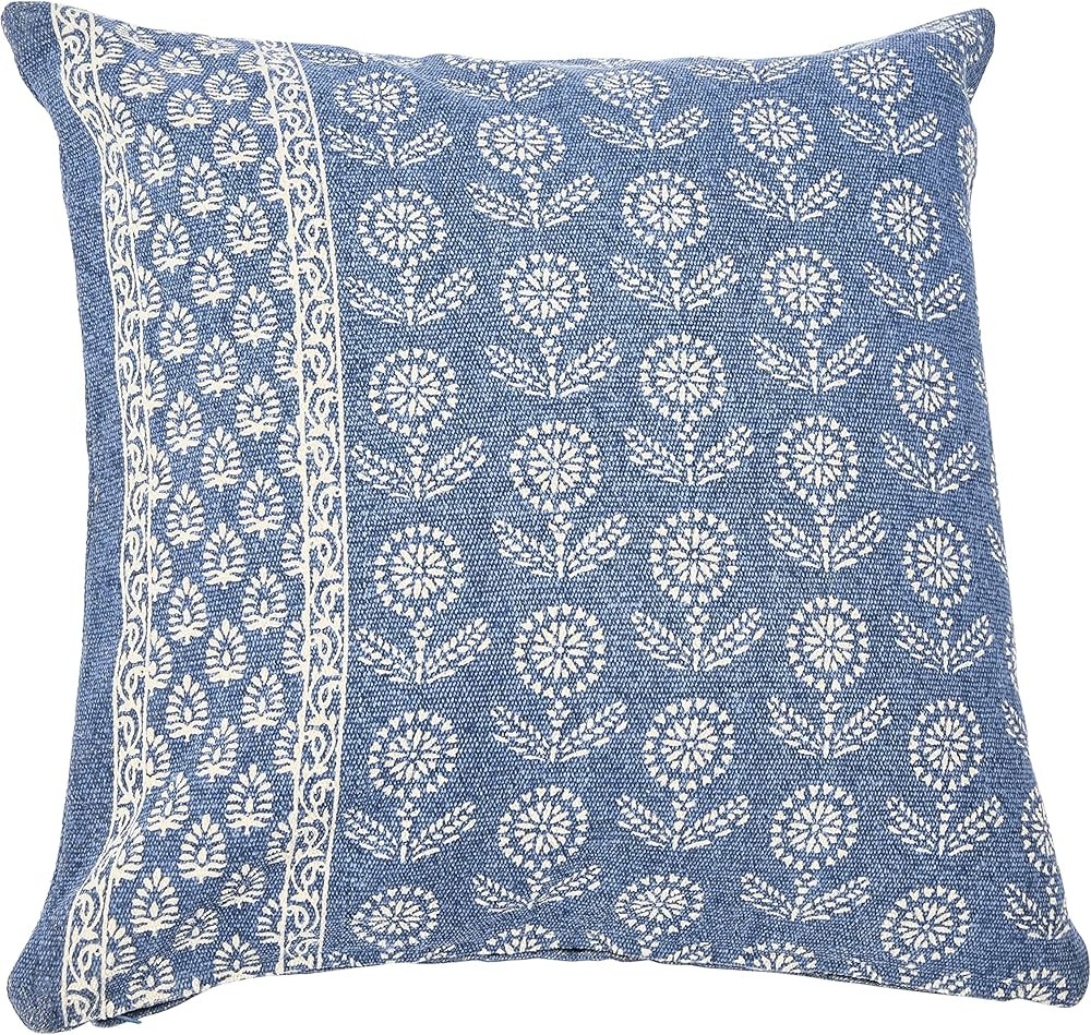 Creative Co-Op 20" Square Floral Fields Pillow Decorative Pillow Cover, Blue, 20" x 20" | Amazon (US)