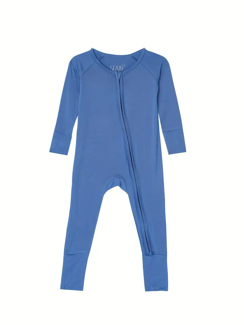 Toddler Baby's Comfy Bamboo Fabric Solid Color Zip Up Jumpsuit Long Sleeve Pajamas | Temu Affiliate Program