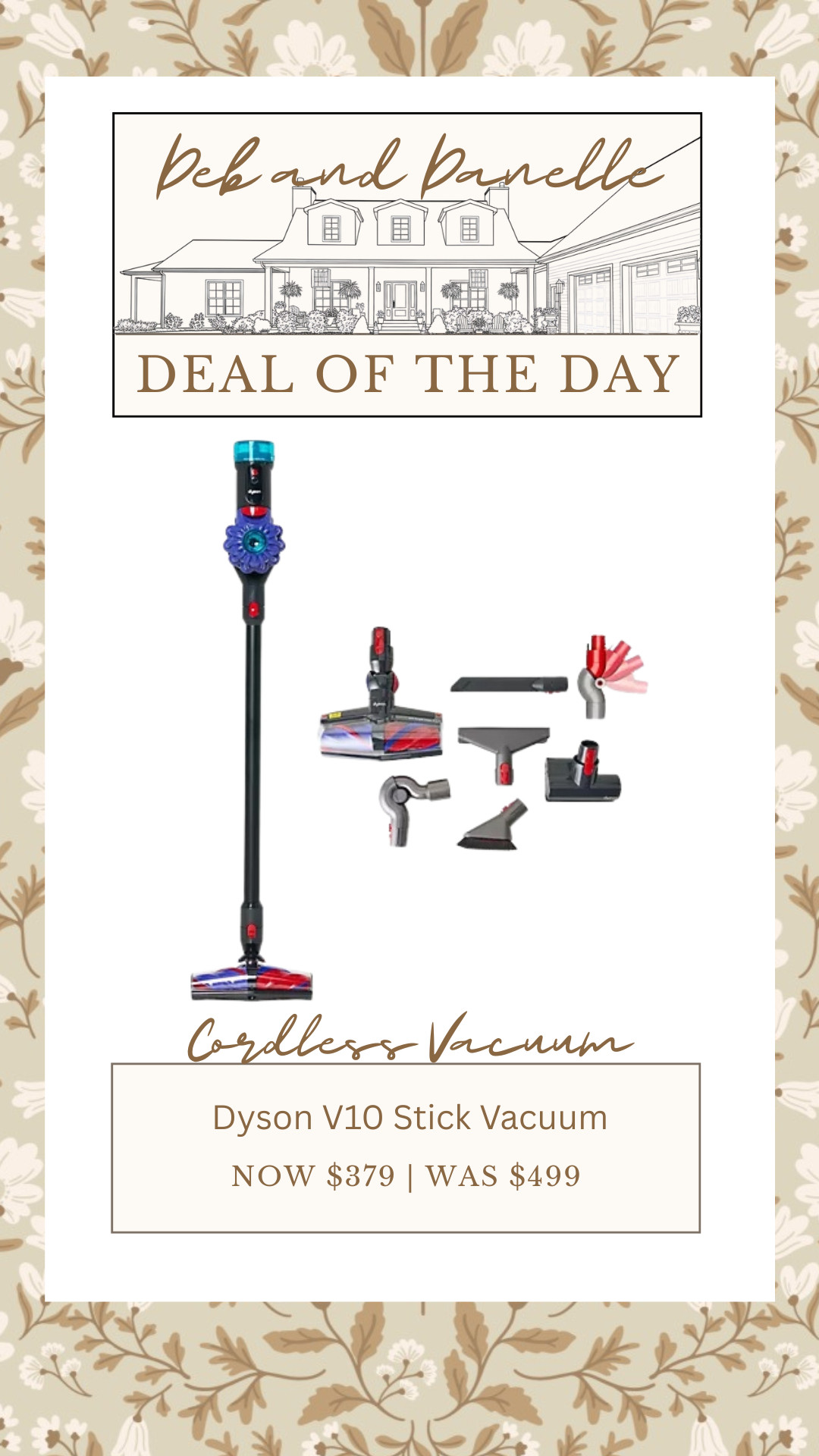 There is a great deal on our Dyson V10 Cordless stick vacuum at QVC. It comes with six tools, including a mini motorized tool which is amazing for pet hair.  

 #LTKHome #LTKSaleAlert