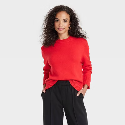 Women's Crewneck Pullover Sweater - A New Day™ Red S | Target