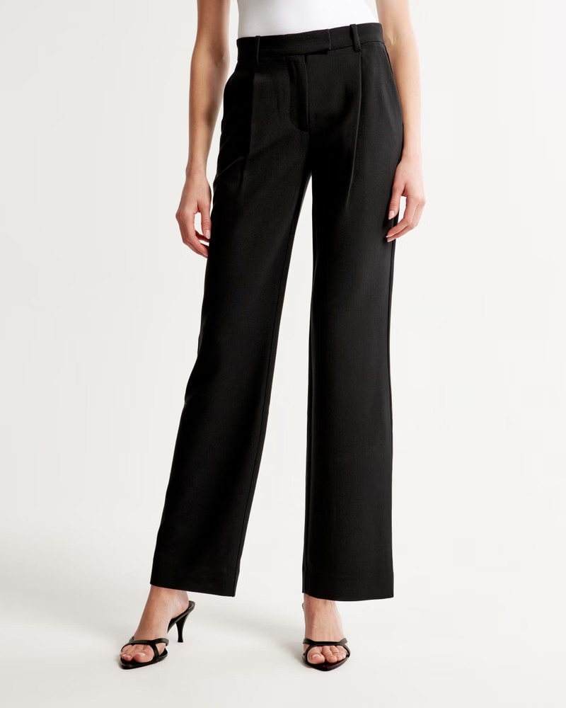 Mid Rise Tailored Relaxed Straight Pant | Abercrombie & Fitch (US)