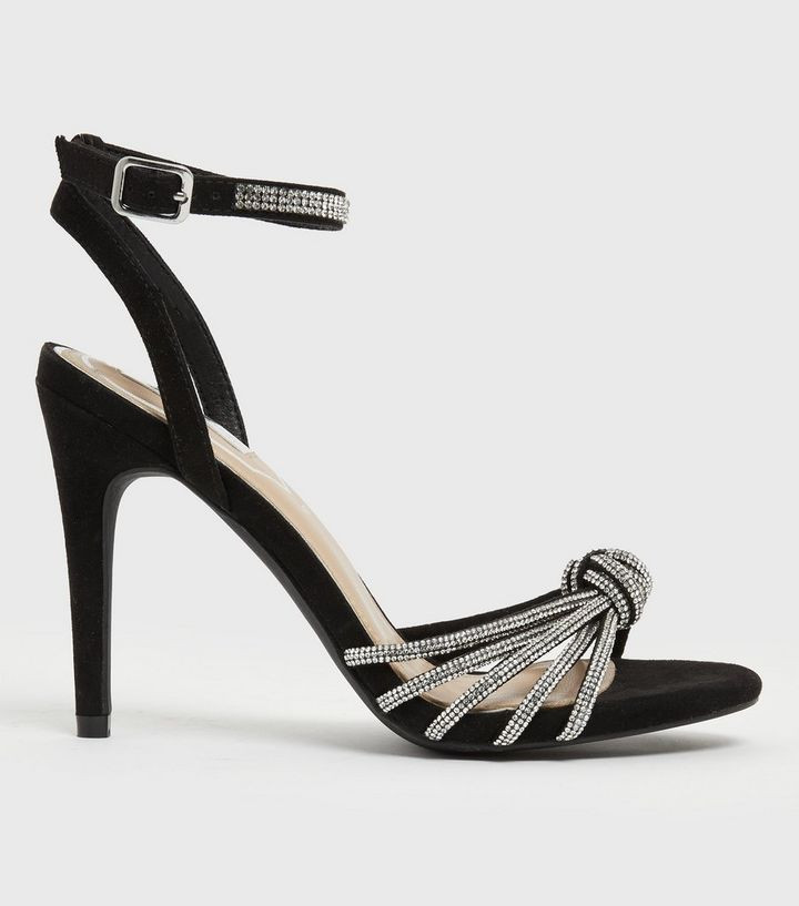 Little Mistress Black Diamanté Knot Stiletto Heel Sandals
						
						Add to Saved Items
						... | New Look (UK)