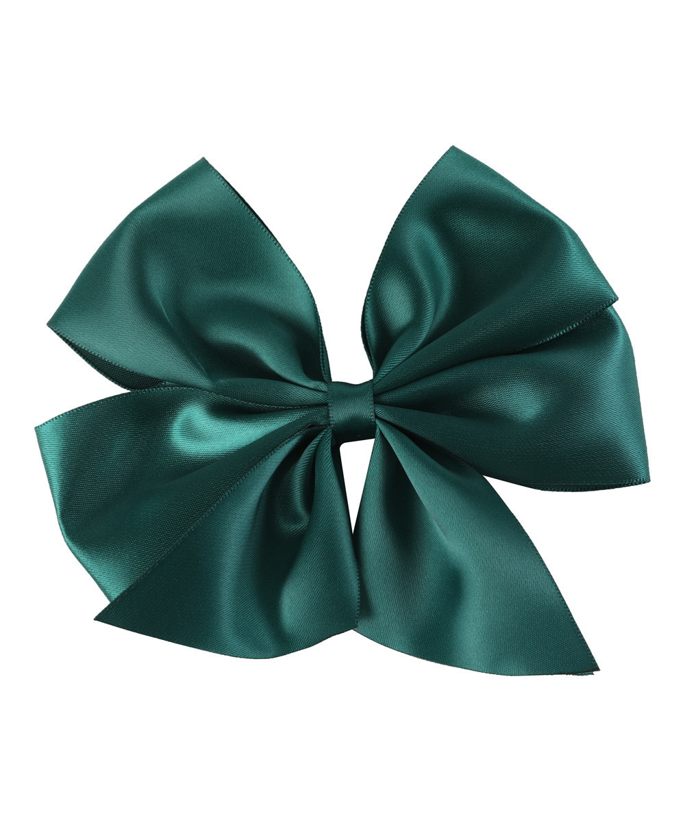 Lil Cactus Girls' Hair Bows Dark - Dark Green Satin Bow Hair Clip | Zulily