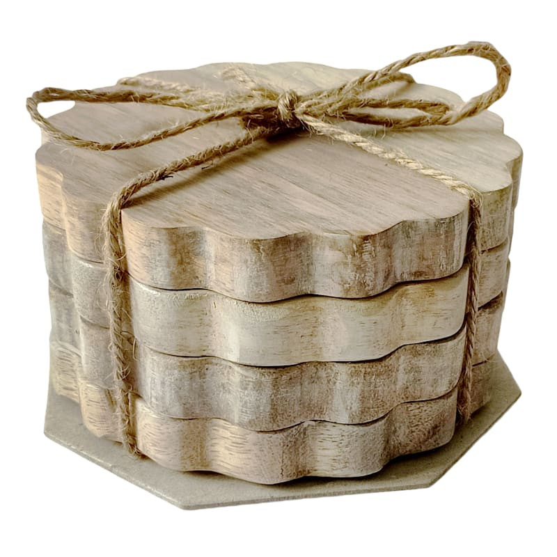 Tracey Boyd Set of 4 Scalloped Wood Coasters | At Home