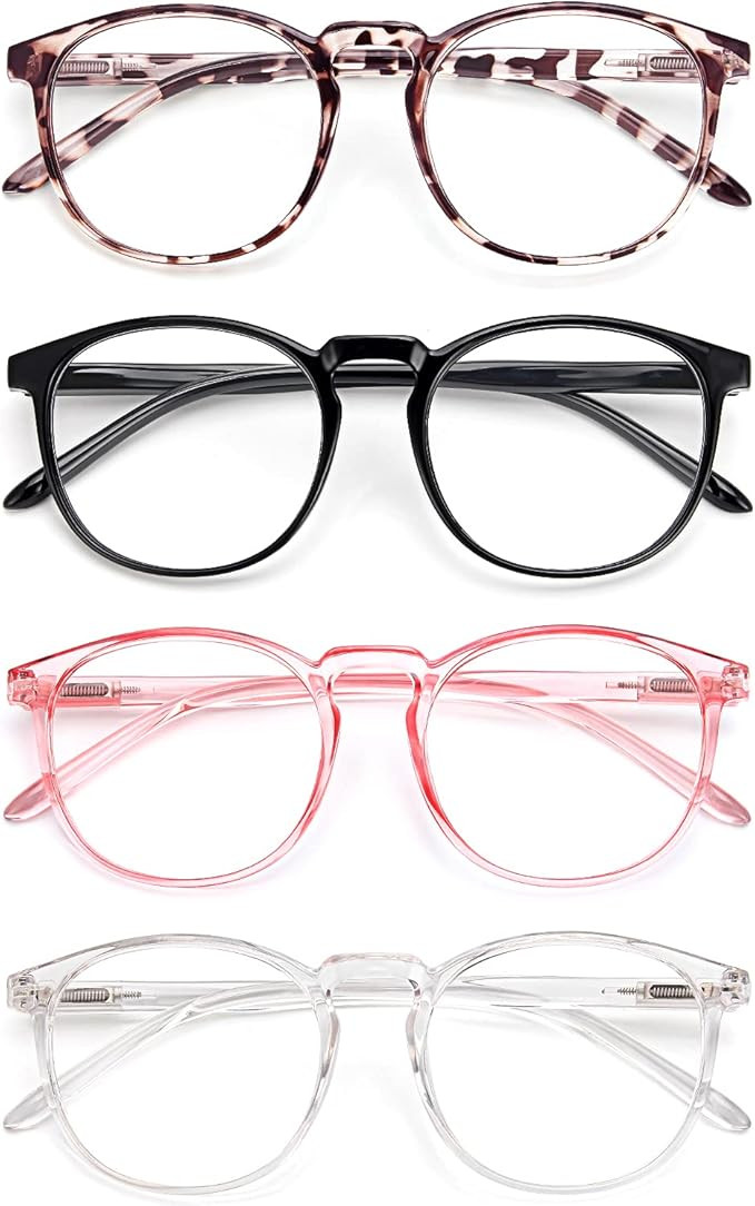 IBOANN 4 Pack Blue Light Blocking Glasses Women Men, Anti Eyestrain Computer Glasses, Retro Round... | Amazon (US)