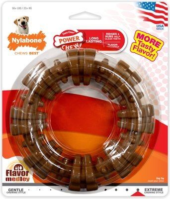 Nylabone Power Chew Textured Ring Flavor Medley Dog Chew Toy | Chewy.com