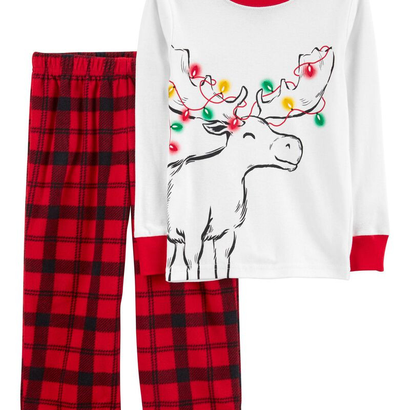 2-Piece Reindeer Cotton & Fleece PJs | Carter's