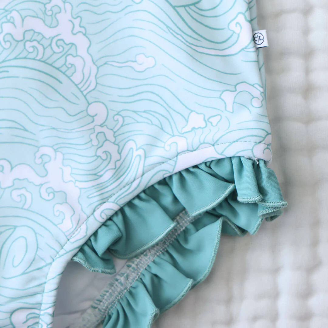 Long Sleeve Rash Guard with Front Zipper | Makin' Waves | Caden Lane