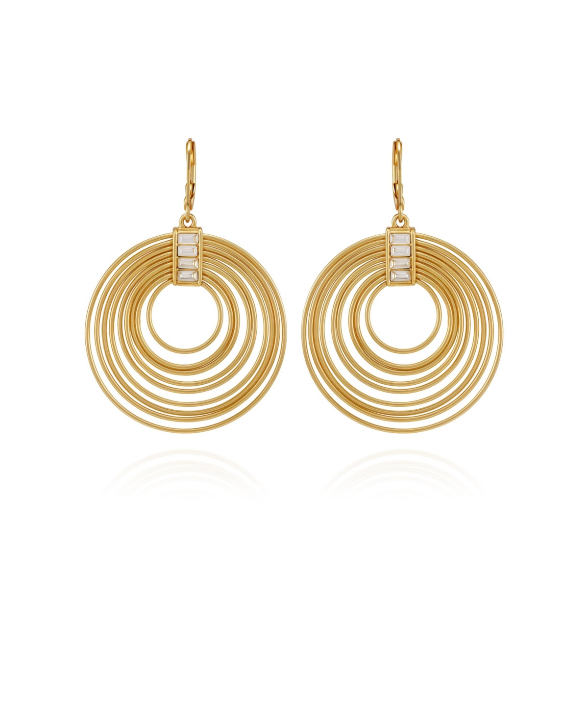Vince Camuto Tiered Gold Hoop Earrings with Baguette Crystals - Gold Tone Plated | Macy's